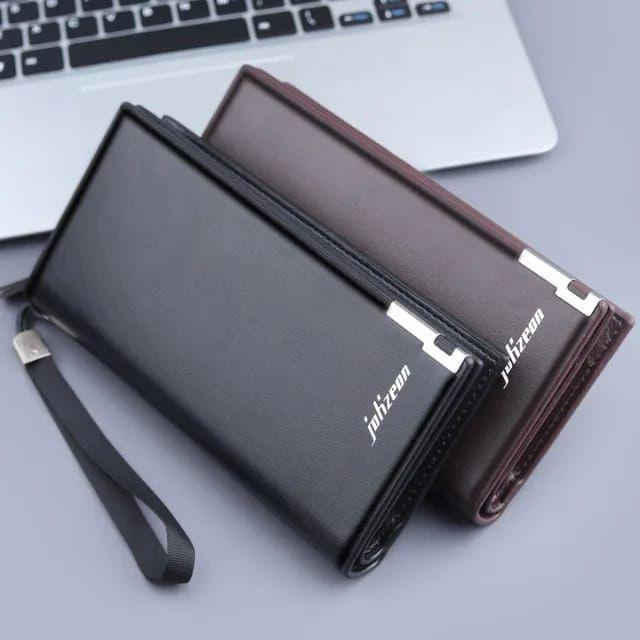 Men's Leather Wallet Black Brown Zippered